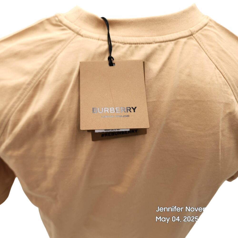 WOMEN'S BURBERRY SANTO LOGO T-SHIRT/SOFT FAWN/MEDIUM RETAIL $480 - Picture 9 of 16